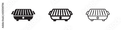 Obraz na plátne Electric Grill or Toaster Oven Icon Set - Kitchen Appliance