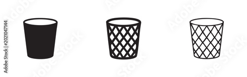 Canvas Print Textured Tall Glass or Cup Icon Set - Drinkware with Geometric Pattern for Bever