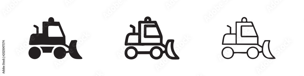 Naklejka premium Bulldozer icon, construction vehicle and machinery