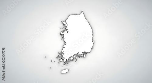 Map of South Korea with a white outline on a subtle grey background, symbolizing the country's geography and national identity