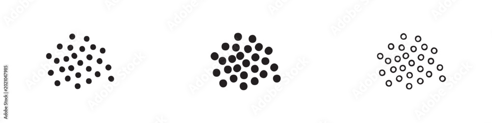 Fototapeta premium Cluster of dots icon set: solid black, outlined, and minimalist line art.