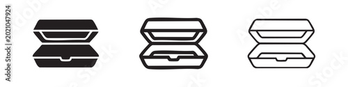 Obraz na plátně Takeaway food container or clamshell box icon set