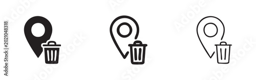 Schilderij op canvas Location pin and trash can icons