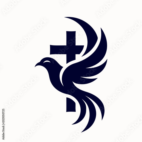 Konstfotografi Dove on peace and cross isolated religion symbol
