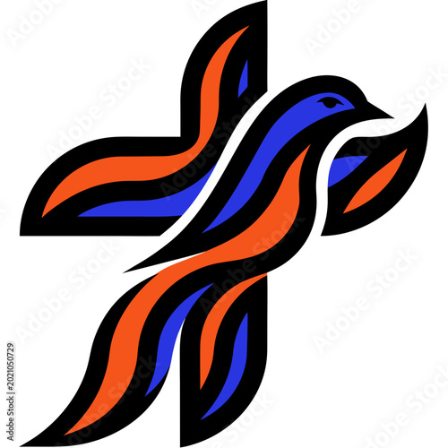 Foto Dove on peace and cross isolated religion symbol
