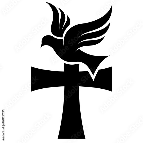 Fotografija Dove on peace and cross isolated religion symbol
