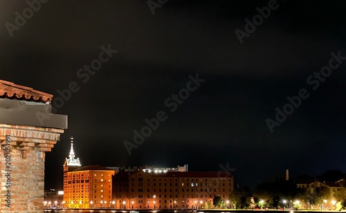 Tableau sur toile beautiful night view of the historic Molino Stucky building in Venice Italy