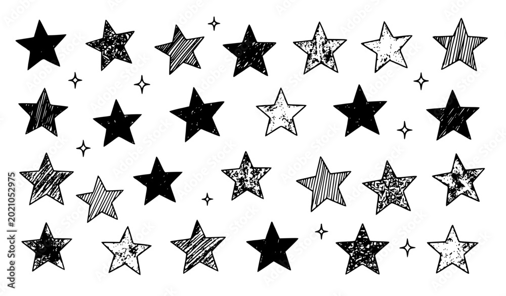 Fototapeta premium Hand drawn grunge star scrapbook stickers vector collection