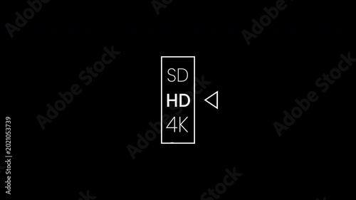 Minimalist User Interface Icon Showing High Definition Video Resolution Quality Selection Toggle