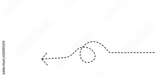 Bild auf Leinwand Abstract dotted line path featuring a circular loop and a clear arrow pointing l
