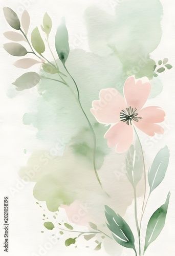 Elegant Watercolor Floral Frames and Botanical Background Collection, Wedding Invitations, Feminine Branding