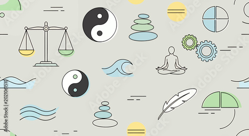 Bild auf Leinwand Yin Yang Symbols and Icons.