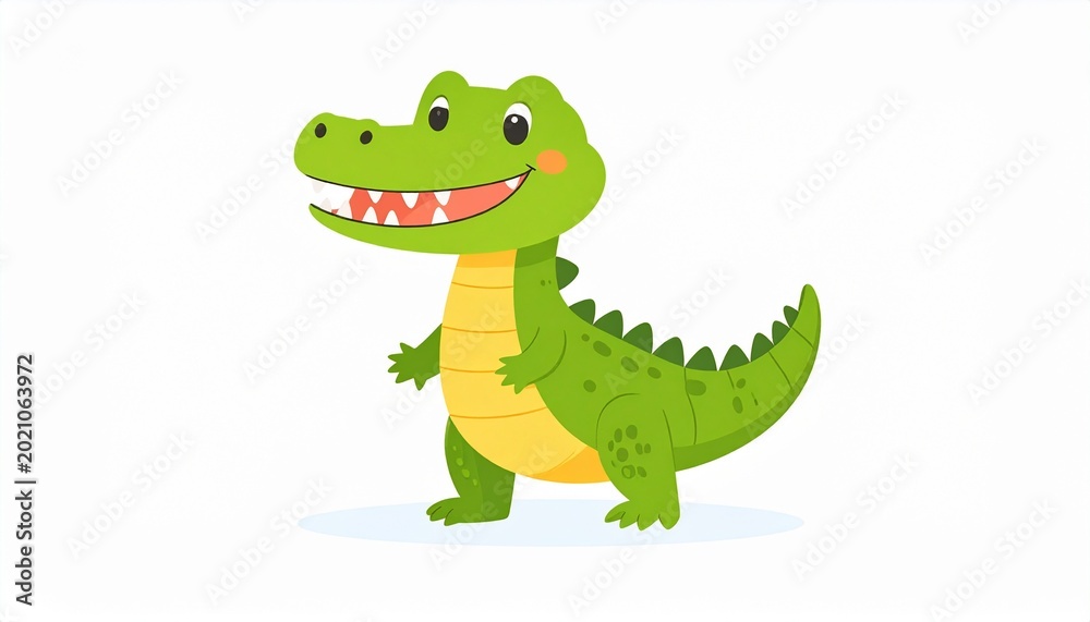 Fototapeta premium Cute Cartoon Crocodile Character Smiling Friendly Animal Illustration