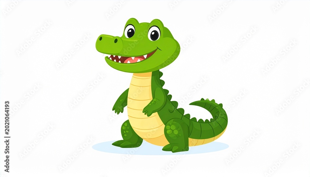Fototapeta premium Cute Cartoon Crocodile Character Smiling Friendly Animal Illustration