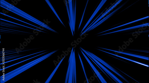 Bild auf Leinwand Glowing blue energy burst abstract background with light rays, motion lines, sta