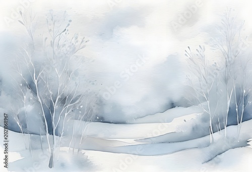 Winter Watercolor Landscape Backgrounds for Holiday Cards, Seasonal Branding and Frosty Nature Design Collection