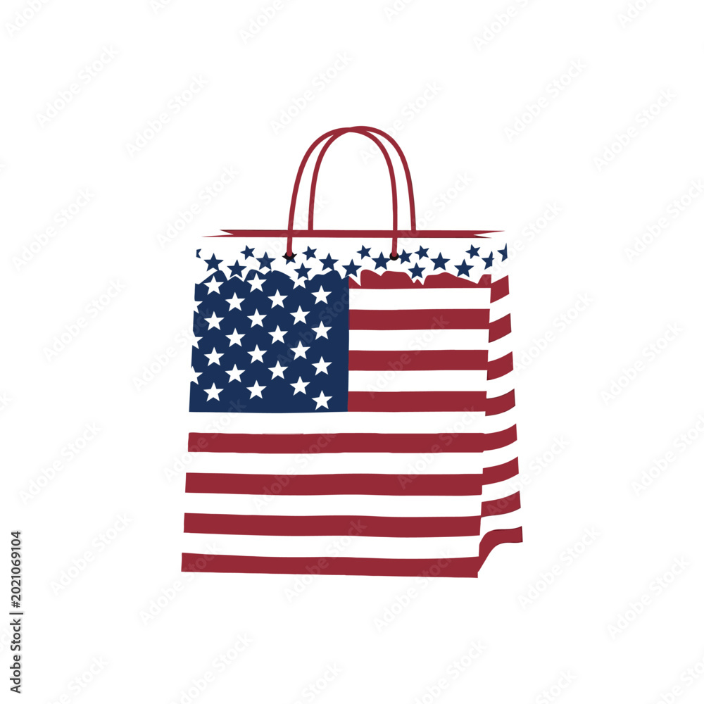 Obraz premium Shopping bag with american flag design pattern