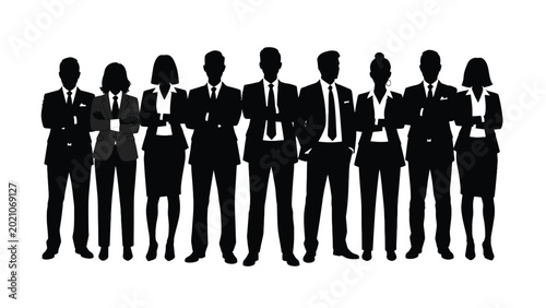 Tableau sur toile Silhouette of a group of business people standing in a row