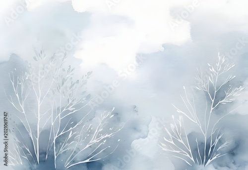 Winter Watercolor Landscape Backgrounds for Holiday Cards, Seasonal Branding and Frosty Nature Design Collection