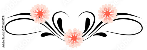 Фотография Floral symmetric ornament with flowers decorative border