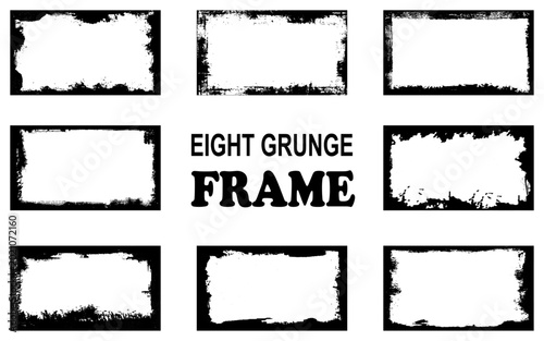 Set of 8 frames. Empty black borders. Vector illustration