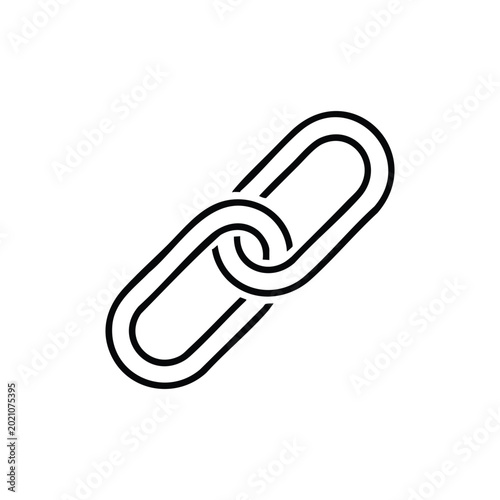 Black and white metal chain link icon simple vector symbol of steel connection and reinforcement