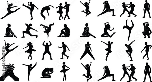Photos Dynamic Dance and Acrobat Silhouette Collection with Ballet and Modern Poses
