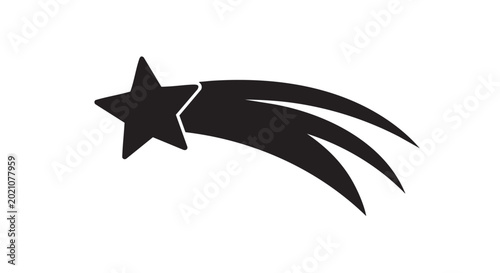 Shooting star silhouette moving across a dark sky during a wishful night concept