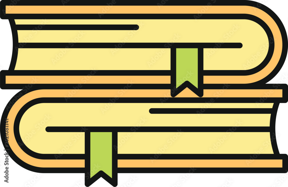 Obraz premium Books resting with green bookmarks showing an educational theme