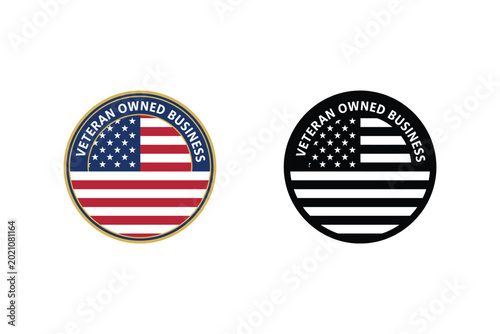 Veteran owned business circular emblem with usa flag design