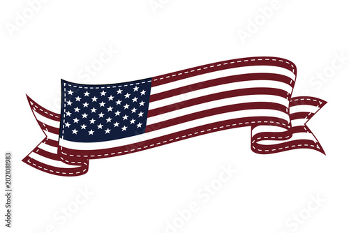 Wavy united states flag banner ribbon illustration