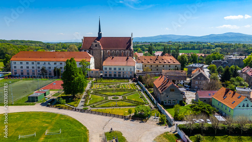 Tableau sur toile Aerial drone photograph of the Cistercian Monastery Complex in Henryków, Lower S