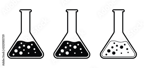Tableau sur toile Conical Flask Assay tube and Medical test tubes icon set chemistry equipment Erlenmeyer flask sign chemical flasks bottles laboratory glassware and scientific tools vector illustration design