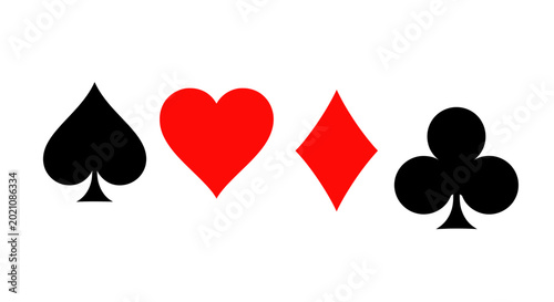 Foto Playing Card Suits Symbols - Spades, Hearts, Diamonds, Clubs