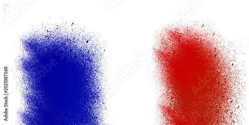 French flag with powder explosion or spray paint effect, France flag for tourism