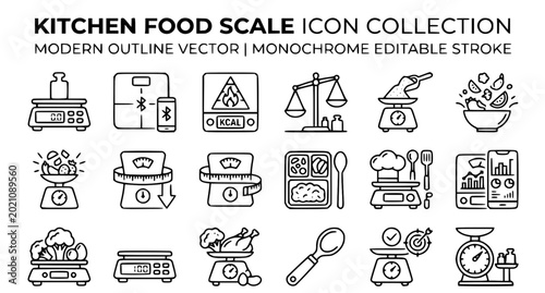 Foto Kitchen Food Scale Icon Collection with Modern Outline Vector Design
