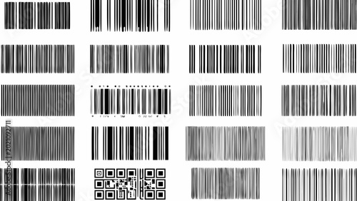Quadro em tela collection of various barcode and qr code designs on a white background isolated