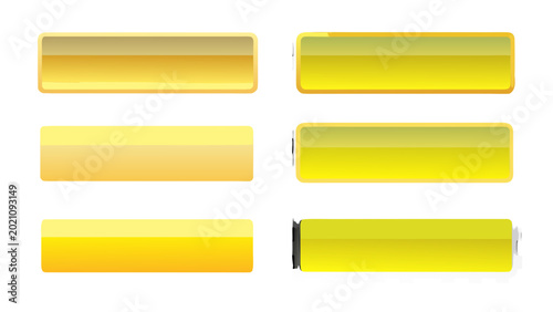 Cuadro en lienzo six rectangular yellow buttons with gradient fill on a black background