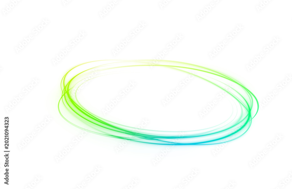 Naklejka premium Bright electric flare with sparkling trails, glowing rings, twirling objects, and radiant motion, designed for vector illustrations, fantasy art, and decorative digital compositions