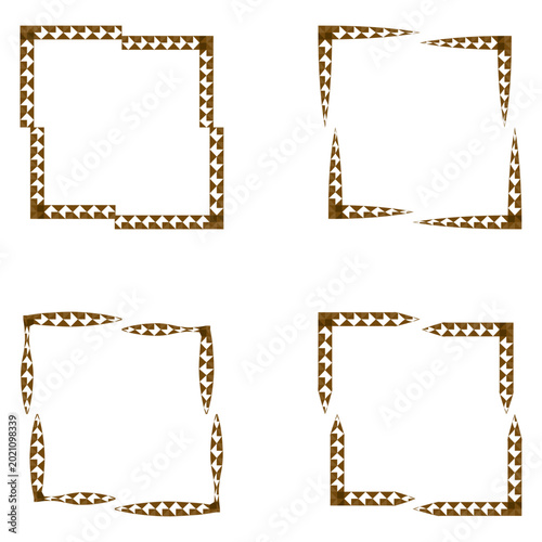 Brown geometric border ornament. Tribal mosaic frame. Vector decorative square symbol