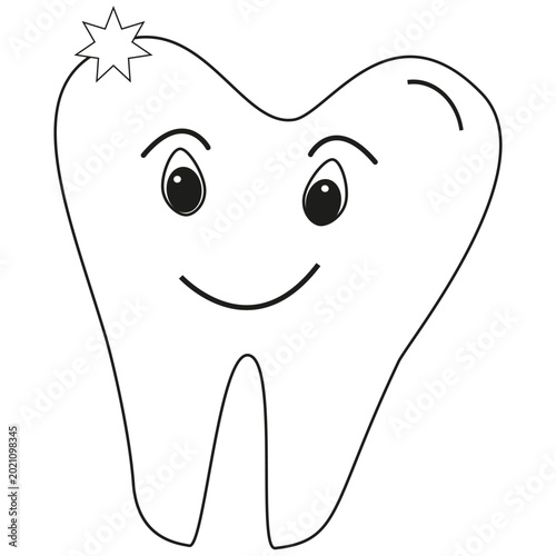 Happy tooth mascot. Healthy dental character. Vector smiling tooth icon