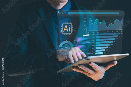 AI Data Analytics Dashboard Technology for Business Intelligence, Big Data Visualization and Digital Transformation