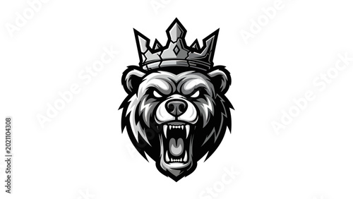 Photos Bear head wearing crown illustration