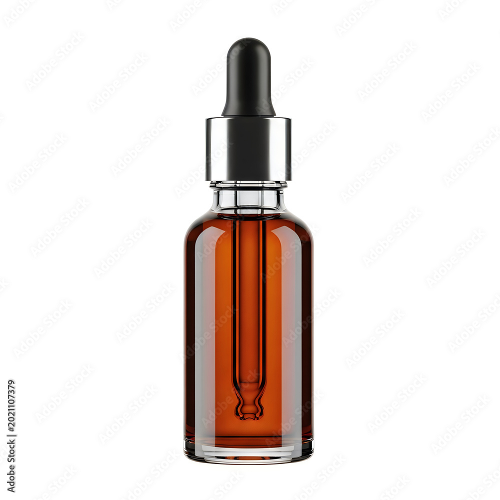 Naklejka premium Brown glass essential oil dropper bottle