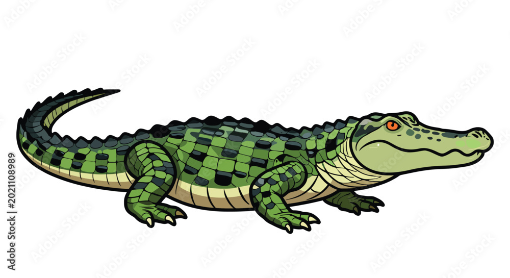 Fototapeta premium Friendly green crocodile cartoon character mascot drawing vector clip art