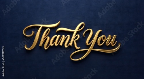 Elegant golden 'Thank You' script on a dark blue textured background, expressing gratitude and appreciation.