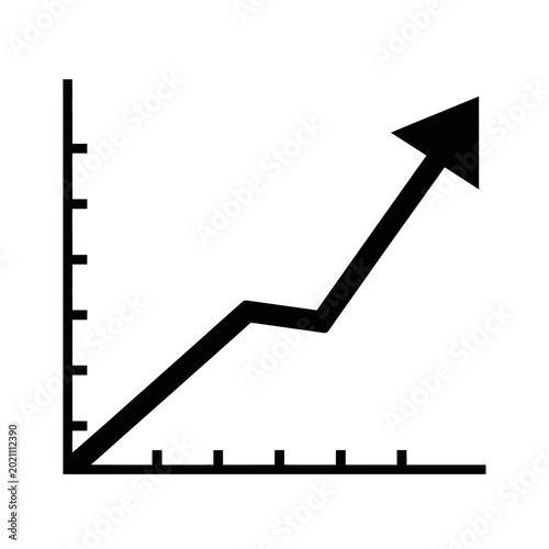Upward Trend Arrow Graph Icon: Business Growth, Financial Success, Stock Market Increase
