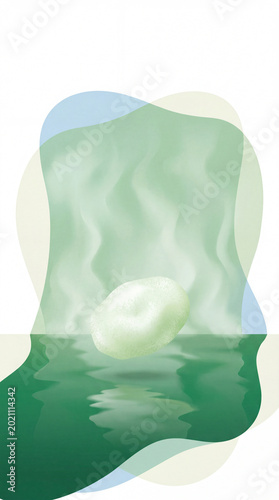 Abstract Green Organic Shape with Soft Reflection