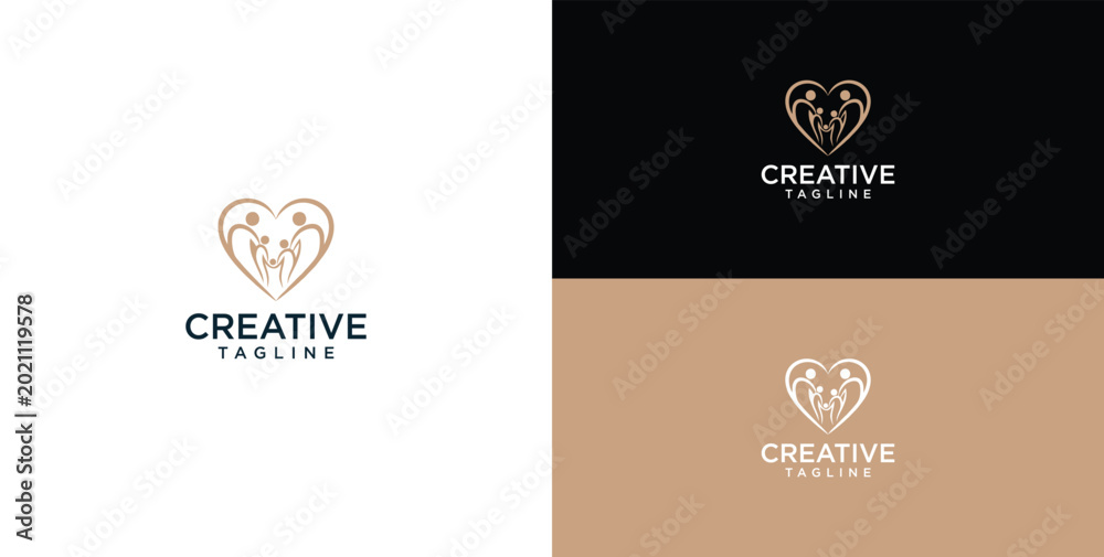 Fototapeta premium Modern abstract heart logo design showcasing intertwining organic elements, representing growth, connection, and a unique creative concept for a dynamic brand identity
