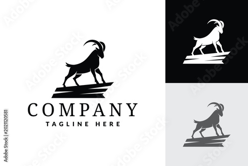 goat mountain logo icon vector illustration